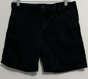 New Look Men's Black Solid Chino Shorts, Flat Front, Button Closure